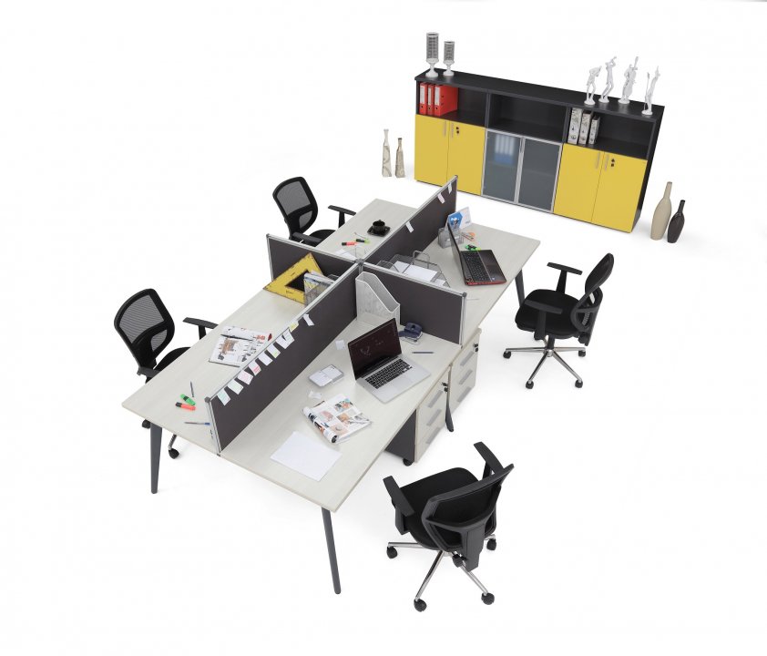 Iron Workstation Dörtlü | Still Ofis Mobilya